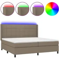 vidaXL Boxspring met matras en LED stof taupe 200x200 cm