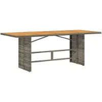 Syfax Tuintafel met acaciahouten blad 190x80x74 cm poly rattan grijs