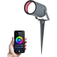 HOFTRONIC™ Spikey - Smart Prikspot WiFi + Bluetooth - Aluminium ancraciet - RGBWW 16,5 miljoen kleuren - IP65 waterdicht - Ook als wandspot - Voor Google Home, A