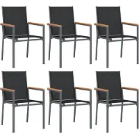 Syfax Tuinstoelen 6 st 55x61,5x90 cm textileen en staal zwart