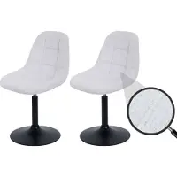 Mendler Set van 2 eetkamerstoelen HWC-A60, keukenstoel, draaistoel, staal, gecertificeerd, stof/textiel chenille (465g/m²), kleur: crème
