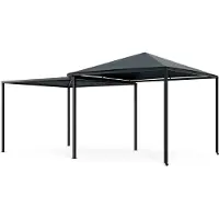 Blumfeldt ShadeMax Paviljoen 3x3 - Uitbreidbaar 3x6, Roestvrij metalen frame, UV30+ PA polyester dak, Weerbestendig, Donkergrijs
