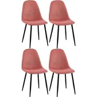 CLP Napier Set van 4 eetkamerstoelen - Modern Design - Zonder armleuning - Metalen Onderstel - Comfortabele Rugleuning - Max.150 kg - Stof/oranje