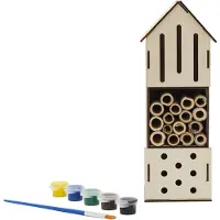 Spies Online DIY Insectenhotel met Verfset – Creatief Knutselpakket voor Kinderen & Volwassenen – Bouw & Beschilder je Eigen Bijenhotel of Insectenhuisje – Educatief Natuurproject voor Buiten