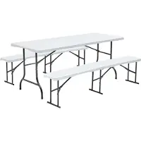 Oviala - Inklapbare tafel van 180 cm en 2 inklapbare banken - REKKEM
