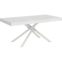 Ityhome - Uittrektafel 160/244x80 cm Karida Esche, wit, met witte poten