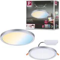 Paulmann LED paneel Aero CCT rond chroom 17,5 Areo, dimbaar, chroom / zilver, Woon-/ Eetkamer, Kunststof, Modern, slimme verlichting