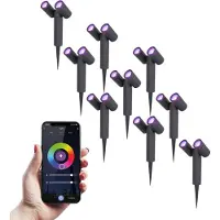 HOFTRONIC™ 9x Pinero double smart dimbare LED prikspot - RGBWW - WiFi & Bluetooth - GU10 - 5.5 Watt - Google assistant & Amazon Alexa - Kantelbaar - Tuinspot - V