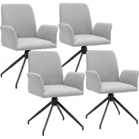 TecTake Draaifauteuil Daya - Set van 4 Draaifauteuils met Armleuning - 360° Draaibare Eetkamerstoel - Draaibare Fauteuils - Gestoffeerd - Lichtgrijs