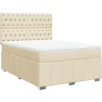 vidaXL Boxspring met matras stof crèmekleurig 140x200 cm