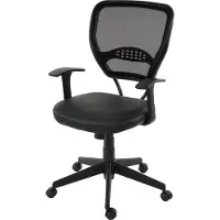 Mendler Professionele bureaustoel Seattle, directiedraaistoel, 150 kg belastbaar, kunstleer ~ zwart met armleuningen