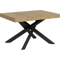 Itamoby Uittrekbare tafel 90x130/390 cm, Volantis, eikenhout met natuurlijke afwerking, onderstel in antraciet