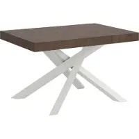 Itamoby Uittrektafel 130/390 x 90 cm, model Volantis, notenhoutfineer, witte poten