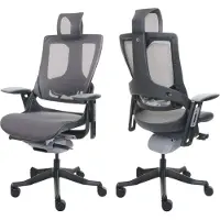 Mendler Bureaustoel MERRYFAIR Wau 2, bureaustoel draaistoel, bekleed/mesh, ergonomisch ~ zwart-grijs, zwart frame