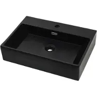 Syfax Wastafel met kraangat 60,5x42,5x14,5 cm keramiek zwart