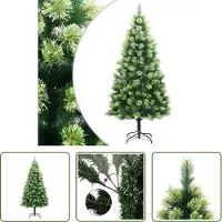 The Living Store Kerstdecoratie - Kunstkerstboom - Kunstkerstboom met scharnieren en standaard 240 cm - Kerstboom 240cm - Groene Kerstboom - Pvc Kerstboom