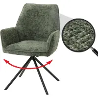 Mendler Eetkamerstoel -G67, keukenstoel Stoel met armleuning, draaibare autostand, chenille Oeko-Tex MVG ~ groen