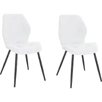 SVITA JAMIE Set van 2 eetkamerstoelen - Gestoffeerde stoel zonder armleuningen Stof Wit