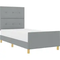 Syfax Bedframe met hoofdeinde Lichtgrijs 90 x 190 cm Stof