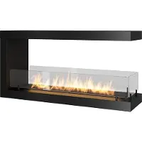 SOLOLED U1000.2 Inbouwkachel op -ethanol, met een open ontwerp aan drie zijden en een glazen behuizing, voorzien van een brander met een inhoud van 2 liter