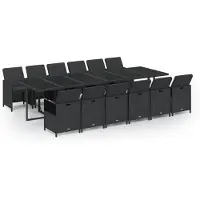 Syfax 13-delige Tuinset met kussens poly rattan zwart