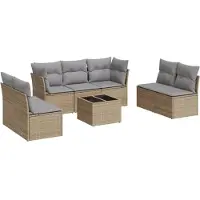 vidaXL 8-delige Loungeset met kussens poly rattan beige