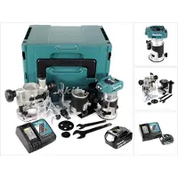 Makita DRT 50 RM1J X2 18 V Li-Ion accu borstelloze multifunctionele bovenfrees in Makpac incl. bovenfreesmodules + 1x 4.0 accu + lader