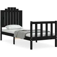vidaXL Bedframe met hoofdbord massief hout zwart