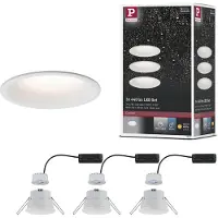 Paulmann LED inbouwlamp Cymbal 3x6,8W IP44 Cymbal, dimbaar, wit / opaal, Woon-/ Eetkamer, Kunststof, Modern
