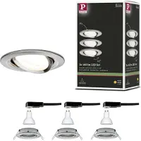 Paulmann 3-voudige spot Nova, rond, draaibaar, ijzer, GU10, 2700K Nova, alu / grijs / zink, Woon-/ Eetkamer, Aluminium, Modern
