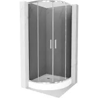 Mexen Rio halfronde douchecabine 90 x 90 , grafiet, chroom + Rio douchebak, wit - 863-090-090-01-40-4710