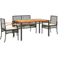 vidaXL 5-delige Tuinset met kussens poly rattan zwart