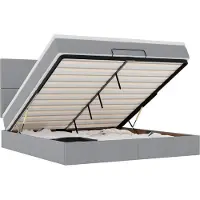 vidaXL Ottoman bed met matras en LED's 180x200cm stof lichtgrijs
