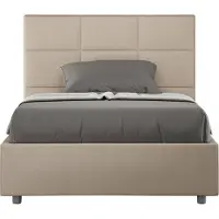 Ityhome Mika queensize bed met beklede opbergruimte, afmetingen 120x190 cm, bekleed met grijze kunstleer