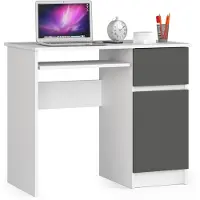 Akord Bureau Rechts PIKSEL / Computerbureau / Computer Tafel / Bureautafel Rechts / Wit - Grafietgrijs / 90 x 77 x 50 cm
