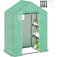 Outsunny - Folienkas - Staal - Kunststof - 143L x 74B x 190H cm - Groen