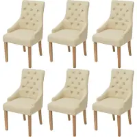 Syfax Eetkamerstoelen 6 st stof crèmekleurig