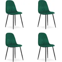 Leobert ASTI Velvet Design Stoelen – Set van 4 – Donkergroen Fluweel – Zwarte Metalen Poten – Modern & Ergonomisch – Max. 120 kg