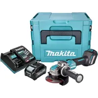 Makita GA 041 GM101 Accu haakse slijper 40 V max. 125 mm X-LOCK Brushless + 1x accu 4.0 Ah + lader + Makpac