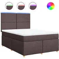 vidaXL Boxspring met matras stof donkerbruin 160x200 cm