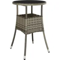 Syfax Tuintafel Ø60x75 cm gehard glas en poly rattan grijs