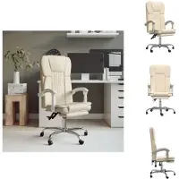 vidaXL bureaustoel met relaxfunctie, crème kleur, kunstleer - Bureaustoelen