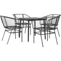 vidaXL 5-delige Tuinset poly rattan glas zwart