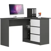 Akord Hoekbureau Rechts B16 / Computerbureau / Computer Tafel / Bureautafel Rechts / Grafietgrijs / 124 x 77 x 85 cm
