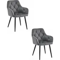Leobert Fauteuil - - Jork - Donkergrijs fluweel / Zwarte poten - Set van 2
