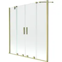 Mexen Velar Duo badwand scherm 2-delig verschuifbaar 150 x 150 , transparant, goud geborsteld - 896-150-000-02-55