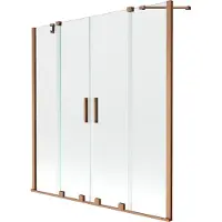 Mexen Velar Duo badwand 2-delige schuifwand 160 x 150 , transparant, geborsteld koper - 896-160-000-02-65