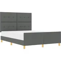 vidaXL Bedframe met hoofdeinde Donkergrijs 160 x 200 cm Stof