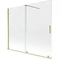Mexen Velar badwand tweevleugelig schuifbaar 180 x 150 , transparant, geborsteld goud - 896-180-000-01-55