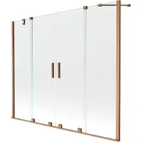 Mexen Velar Duo badwandafscheiding 2-delige schuif 180 x 150 , transparant, geborsteld koper - 896-180-000-02-65